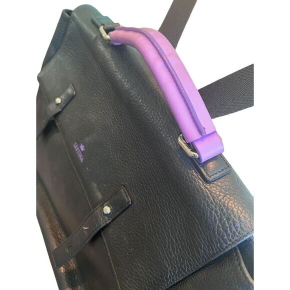 J. Estina Black Pebbled Leather Backpack Style Computer Bag Brief Case - Picture 11 of 16